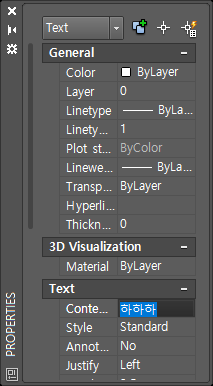 AutoCAD Properties panel