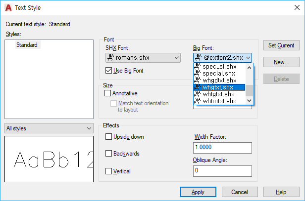Enabling Big Font in AutoCAD