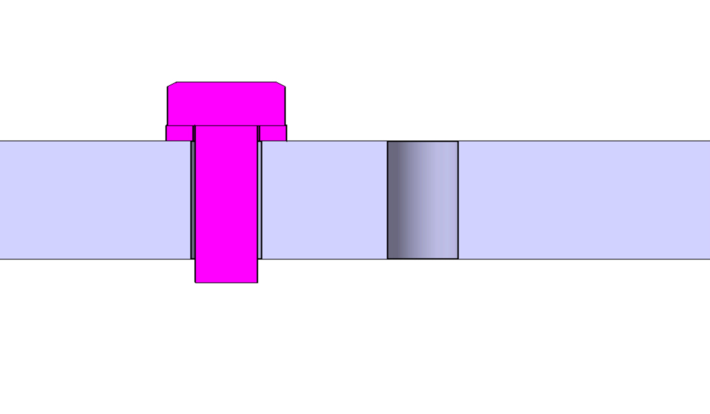 일반 볼트 홀(Drill Hole) 가공 형태 단면도